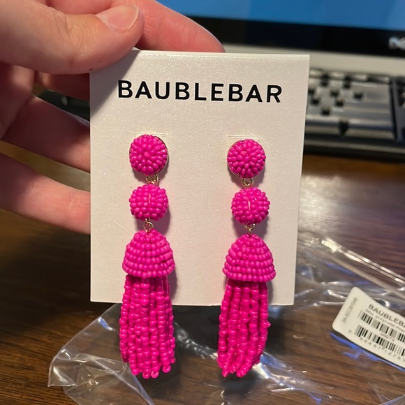 Bauble Bar hot pink bead earrings Brand new
